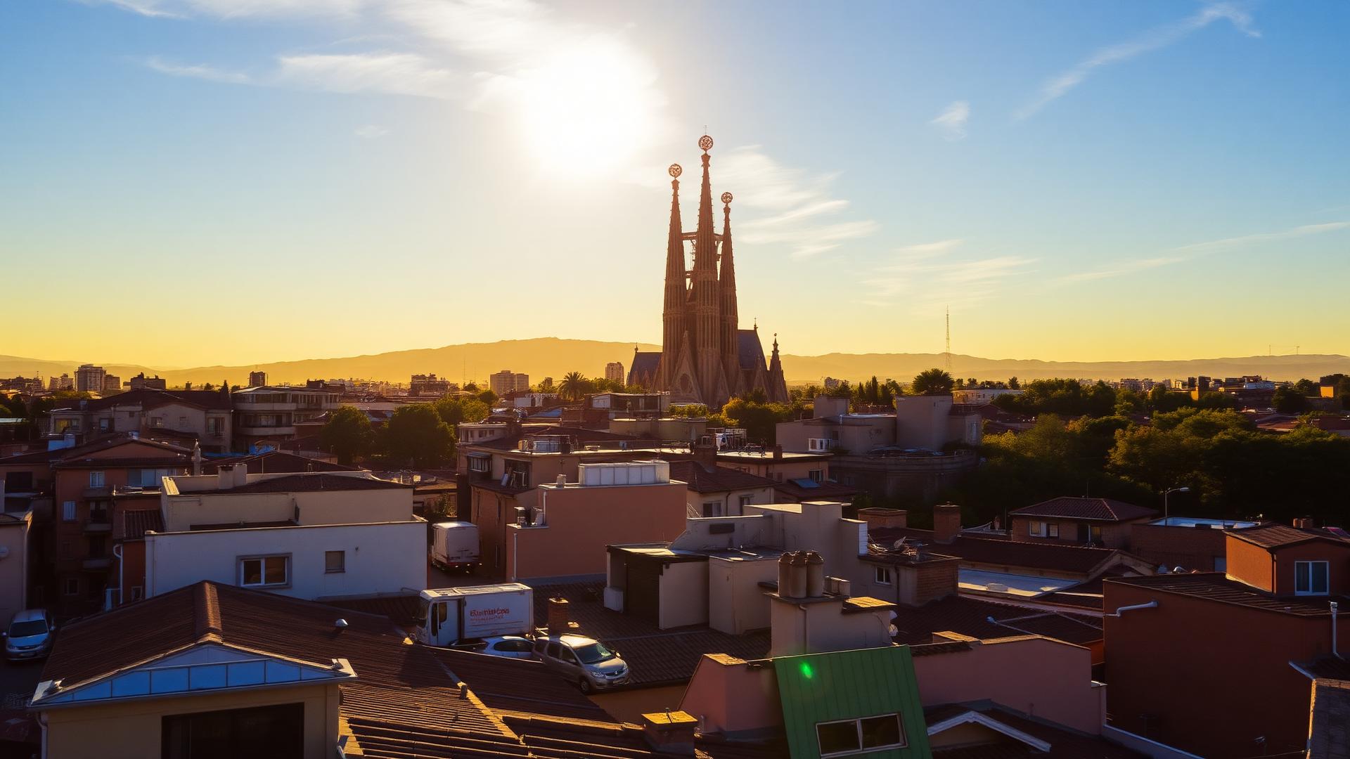 Barcelona rooftops at golden hour